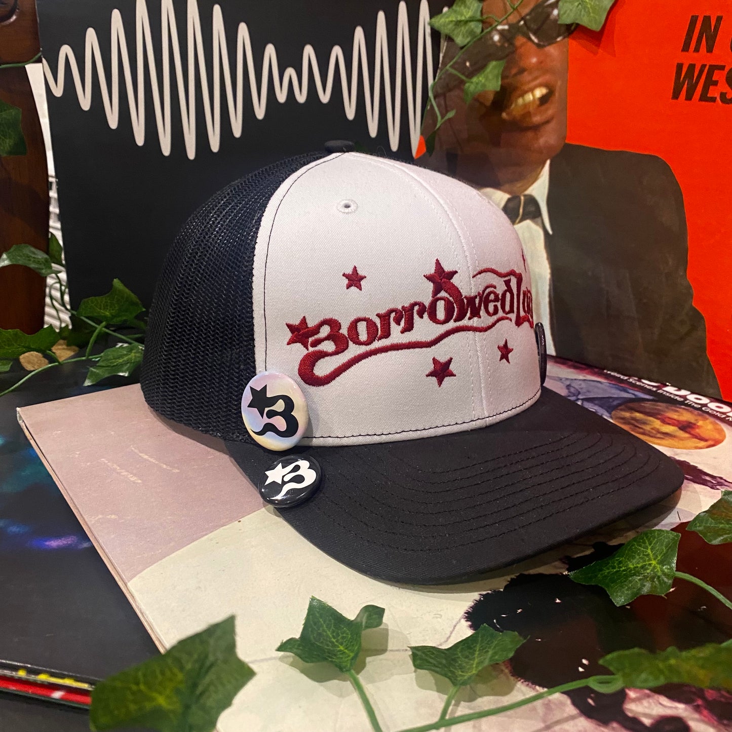 Lucky Trucker Hat in White w/ Black Mesh